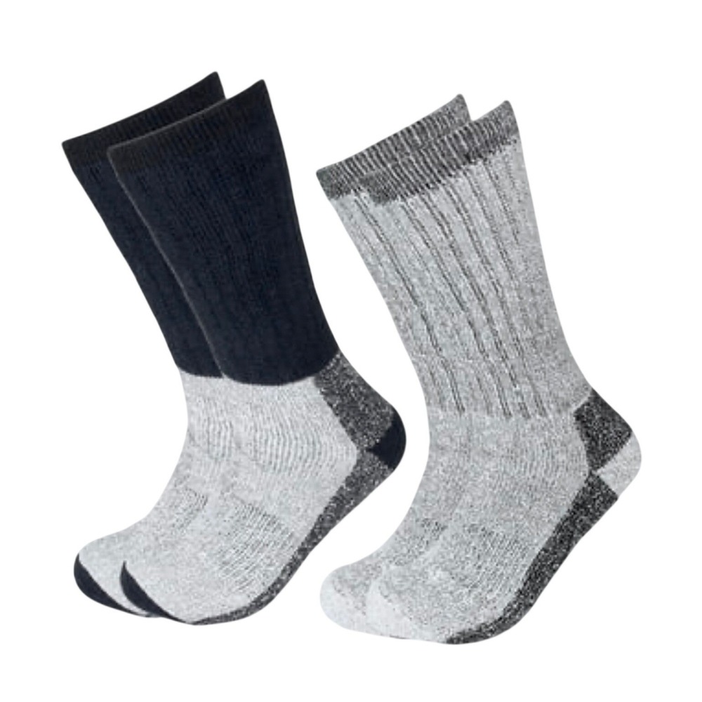 Winter Thermal Socks Merino Wool Temperature Rated -25* Black Gray 10-13 NEW 2pk